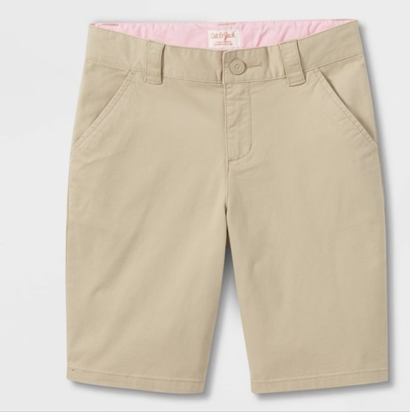 Girls' Uniform Chino Shorts - Cat & Jack Beige 16 - Picture 1 of 14